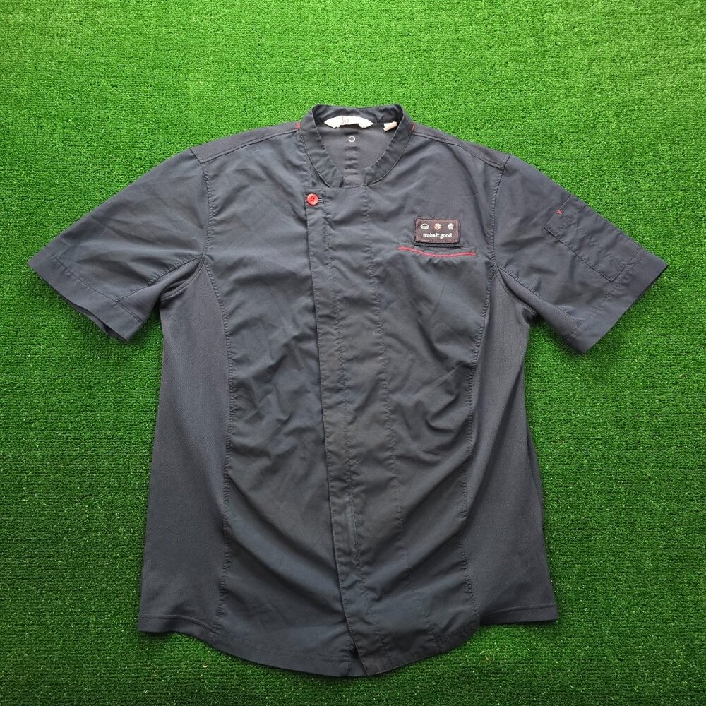 Chick-Fila Chef Shirt Mens Medium Blue Full‎ Zip Employee Uniform Work Wear